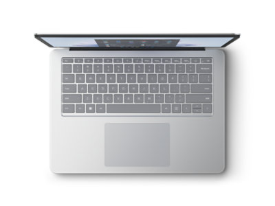 A top-down view of a Surface Laptop Studio 2 for Business in Laptop Mode.