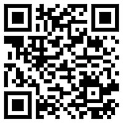 En sort og hvid QR-kode på en hvid baggrund.