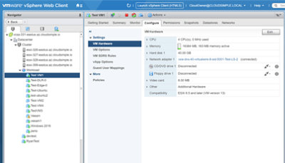 A user configuring VM Hardware in the vmware vSphere Web Client 