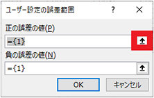 標準誤差のエラー バー付き棒グラフの作成 - 「ユーザー設定の誤差範囲」ダイアログ