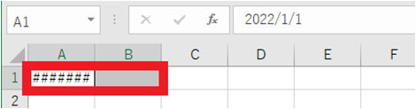 alt="Excel のセルの内容が表示されず「######」と表示"