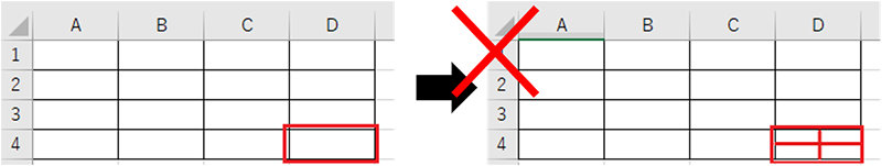 Excel でセル分割はできない