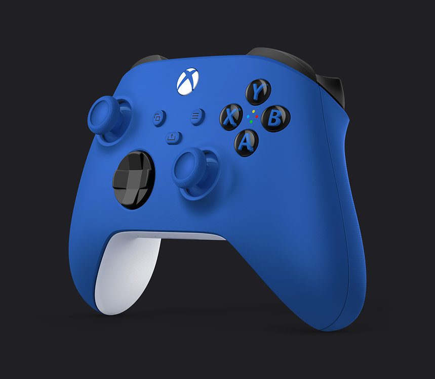 Xbox wireless controller in Shock Blue.