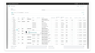 Ventana que muestra los datos en formato tabular con filtros disponibles en la parte superior.