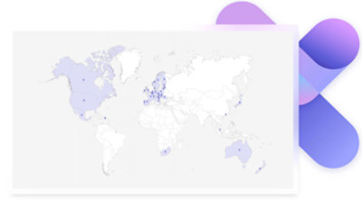 A world map with pins on North America, South America, Europe, Asia, Africa and Australia.