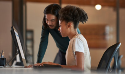 A person using a touchscreen device.
