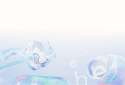 Close-up of a shiny, abstract sculpture with smooth, rounded, and translucent forms in pastel colors.