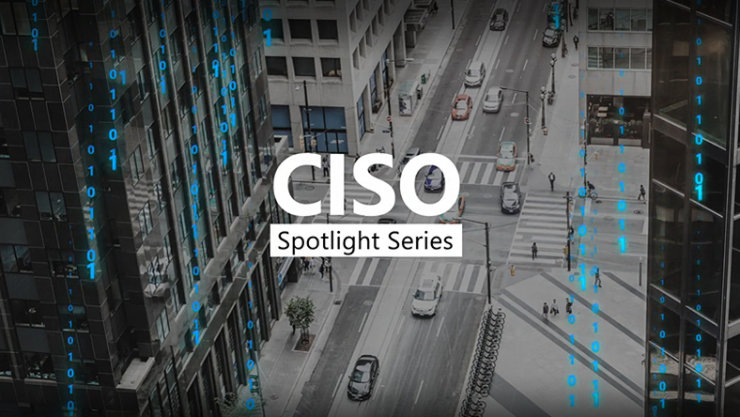 View of a busy street with a text that says CISO Spotlight Series