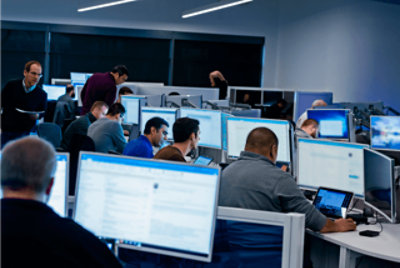 People working at their desks in an office