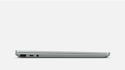 Side view of the Surface Laptop Go 2 shows three ports.