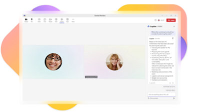 Copilot in Teams Phone generating summaries and next steps from a call transcript.