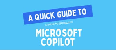 一个带白色文字的蓝色标志，上面写着“Microsoft Copilot 快速指南，创建者 @mias_wird”。