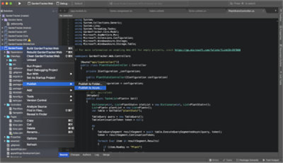 A debug file in Visual Studio for Mac being published to Azure