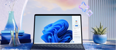 Start screen of Microsoft surface pro with copilot dialog open in the right