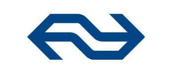 A blue and white logo for Nederlandse Spoorwegen