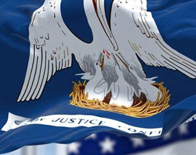 A close-up of a flag with the word JUSTICE.