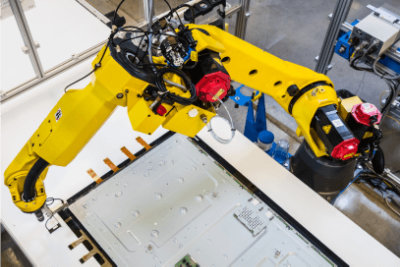 A machine building electronics.