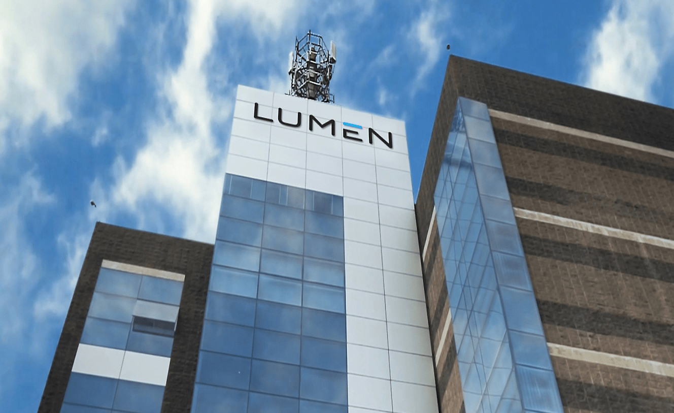 Building with lumen logo on top of it