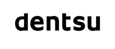 Black text spelling "dentsu" on a white background.