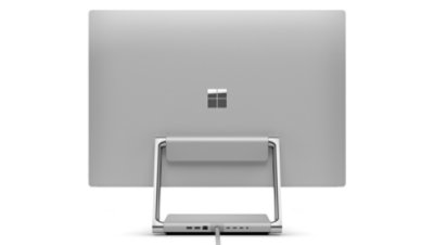 Vista posterior do Surface Studio 2+ a realçar a articulação.