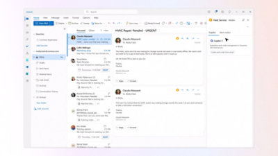 Screenshot of an email inbox in Outlook with a highlighted email titled "HVAC Repair Needed- URGENT" from Claudia Marenti