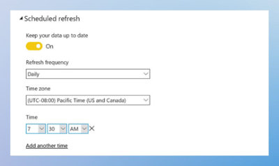 Recorte de pantalla de la actualización programada