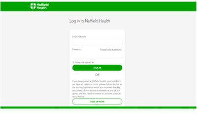 Uma tela de login de uma organização de saúde