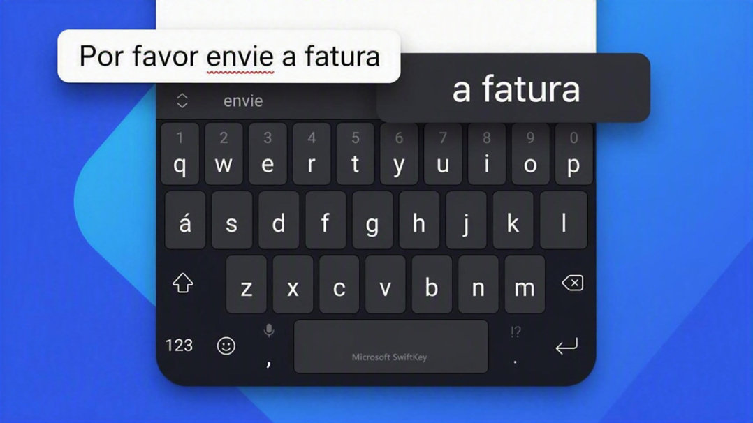 Demonstração de correção automática no SwiftKey
