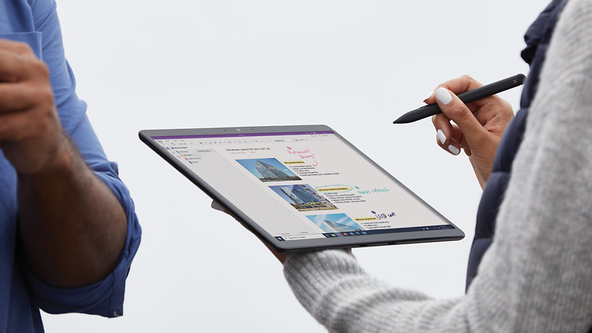 A person using a Microsoft 365 on a Surface device.
