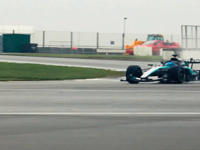 Formula one card on the curved road