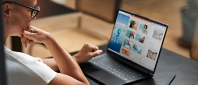 A person using a laptop.