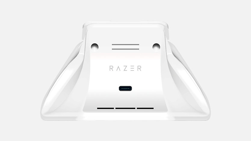 Vista posteriore della Base di ricarica rapida universale Razer per Xbox - Robot White.
