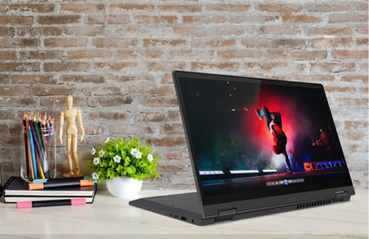 Lenovo Flex 5 in display mode in an office setting.