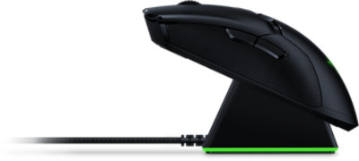 Left side view of Razer Viper Ultimate attached to the base