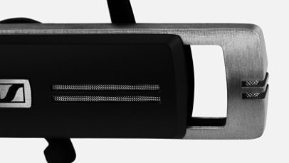 Zoom of the speaker on the ADAPT Presence Grey UC Headset.
