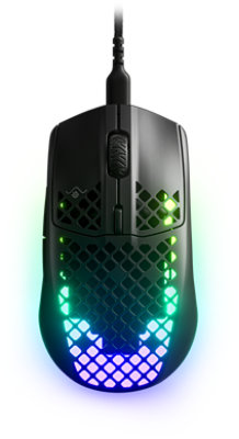 Steel Series Aerox 3 Wired Gaming Mouse from the front. 