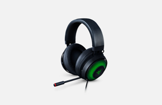 Right front view of Razer Kraken Ultimate with microphone out