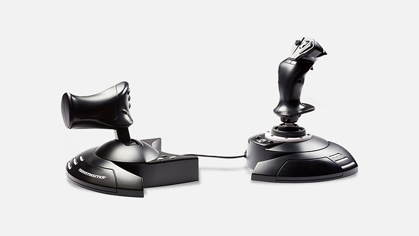 Front view of the Thrustmaster Xbox T Flight Full Kit joystick separated in two.