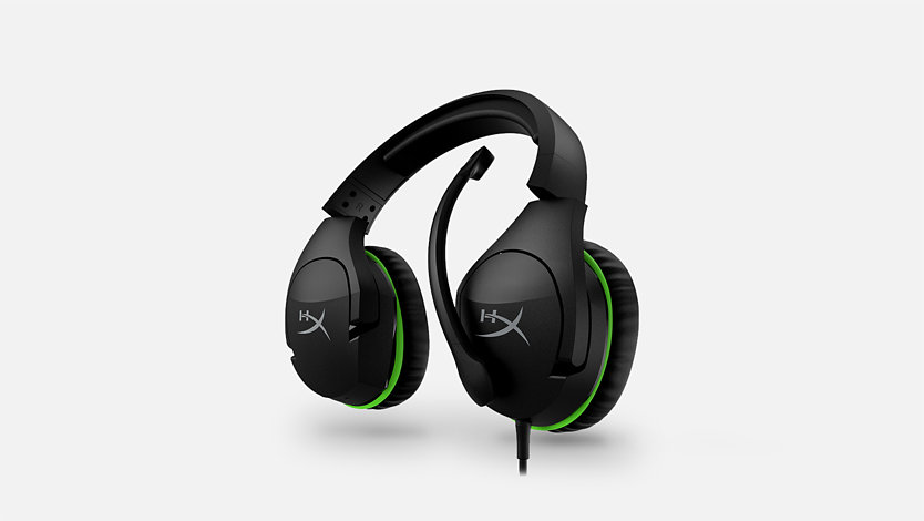 Left sided view of the Kingston HyperX CloudX Stinger headphones with ear-cups flipped.