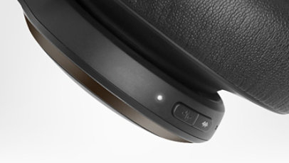 Close-up of Bluetooth button on the ear cup.