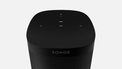 Top-front view of the Sonos One in Black.