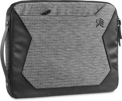 Front left view of the STM Myth Sleeve 13" Granite Black