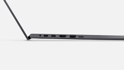 Close up left side view of Acer Spin 5 SP513-54N-56M2 Laptop ports.