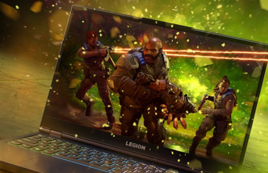 A Lenovo Legion 5 i 82 J K 00 B 9 U S 15 Inch gaming laptop's F H D display with game on screen.