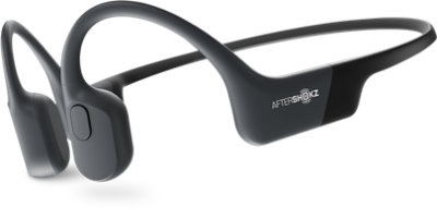 Aftershokz Aeropex ワイヤレス骨伝導ヘッドホン (コスミック ブラック)。