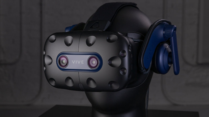 A Vive Pro 2 Headset fitted on a mannequin head.