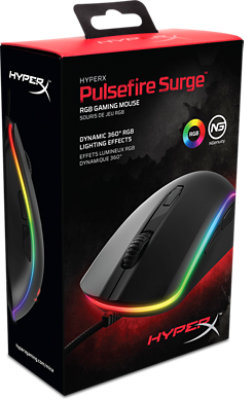 Front view of the Kingston HyperX Pulsefire Surge RGB Gaming Mouse's box
