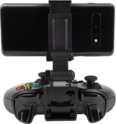 Achteraanzicht PowerA MOGA Mobile Gaming Clip 2 voor Xbox-controllers met een mobiele telefoon in de houder