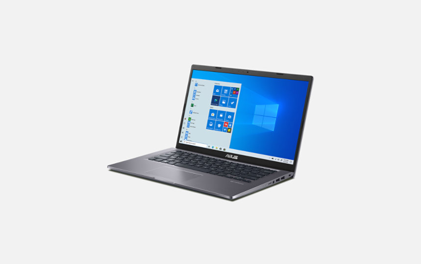 Side angled view of an open Asus Vivobook 14.
