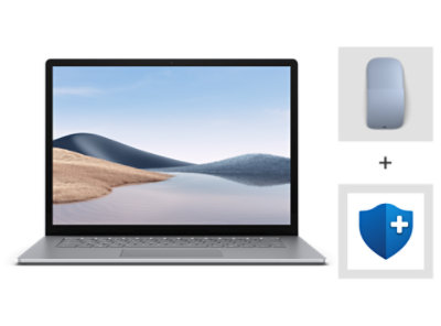 Surface bundle including Surface Laptop 4, Microsoft Complete, and Arc Mouse.